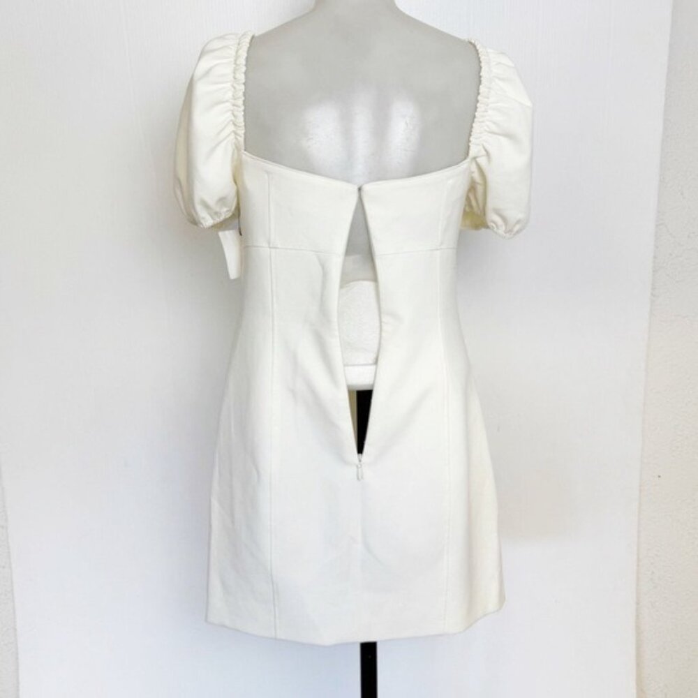 Cinq à Sept Havana Puff-Sleeve square neck ivory Mini Dress 12 - Picture 9 of 15